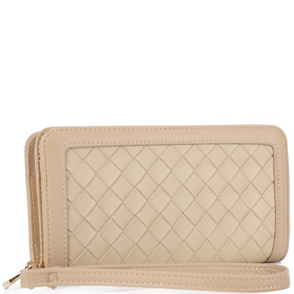 PLAIN WOVEN STYLE ZIPPER HAND STRAP WALLET
