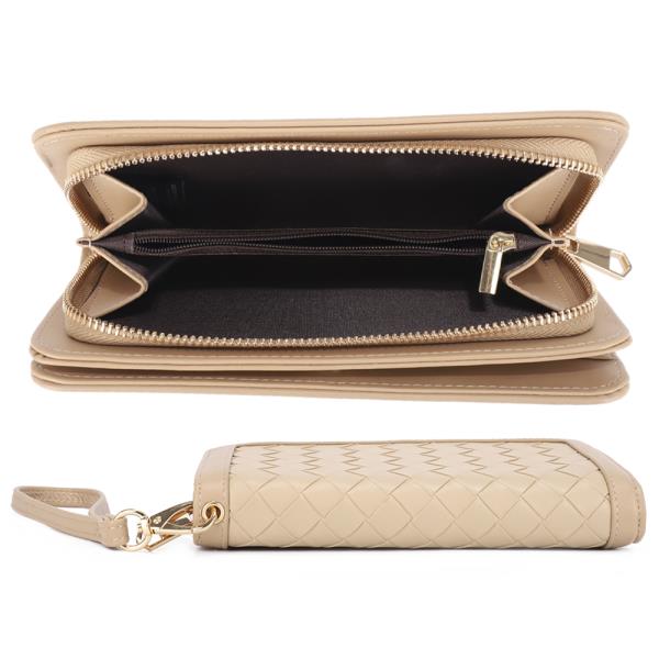 PLAIN WOVEN STYLE ZIPPER HAND STRAP WALLET