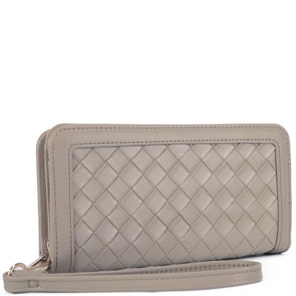 PLAIN WOVEN STYLE ZIPPER HAND STRAP WALLET