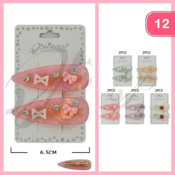 RHINESTONE RESIN HAIR PIN (12 UNITS)