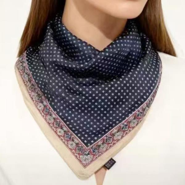 POLKA DOT PATTERN SILKY BANDANA SQUARE NECK SCARF