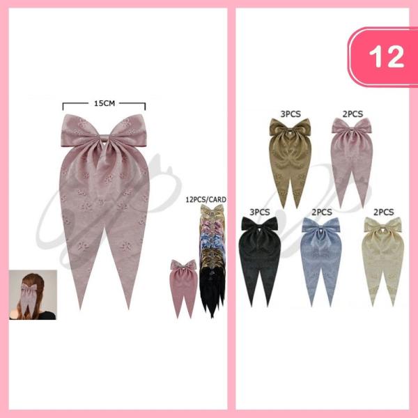 LONG TAIL BOW PRINT HAIR BOW (12 UNITS)