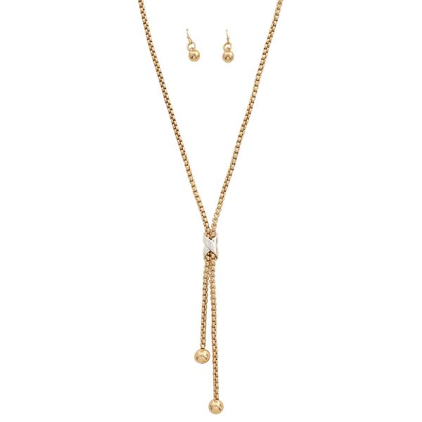 LONG CHAIN NECKLACE EARRING SET