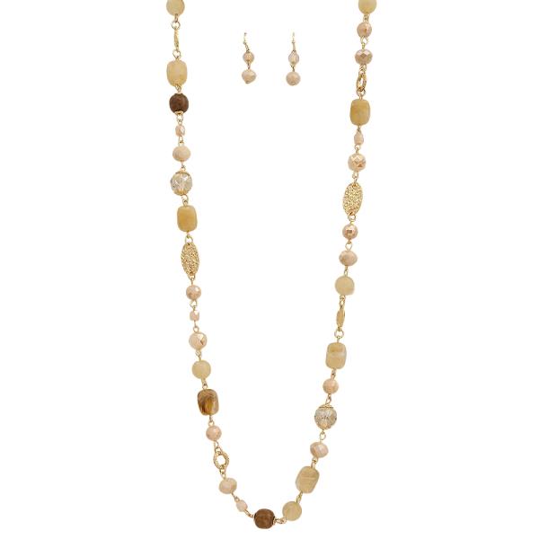 BEADED MIX NECKLACE EARRING SET