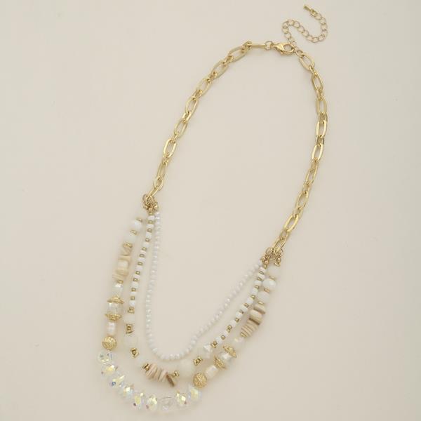 LAYER BEADED CHAIN NECKLACE EARRING SET