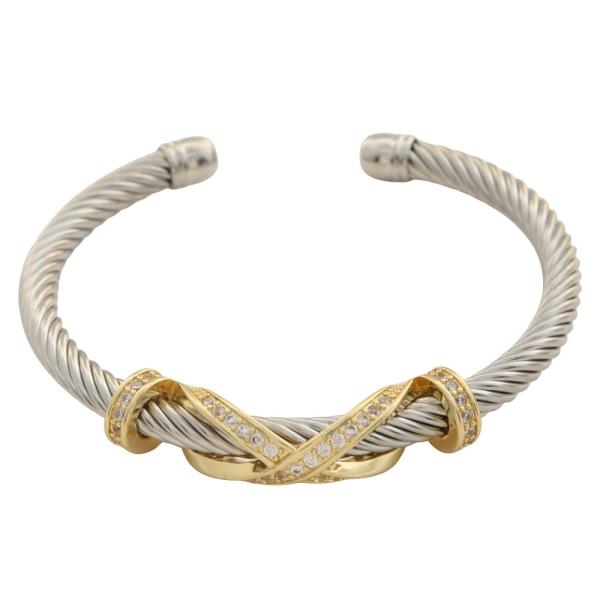 TWO TONE TWIST CABLE KNOT CUFF BRACELET