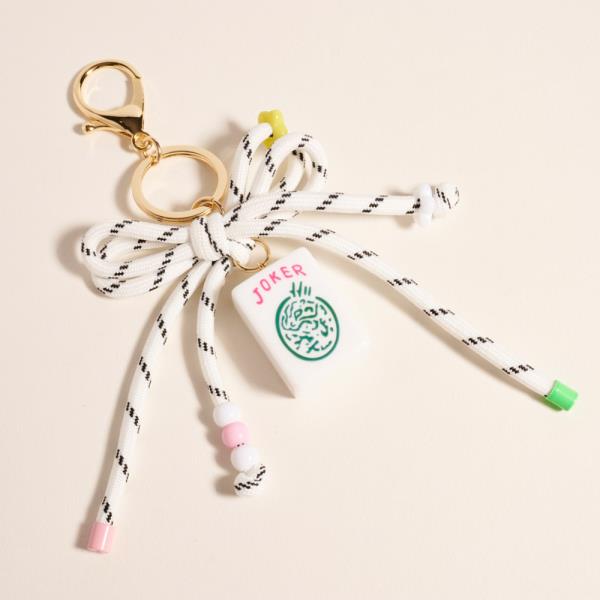 DROP WHT MAHJONG WITH WHITE CORD BOW KEY SINGLE