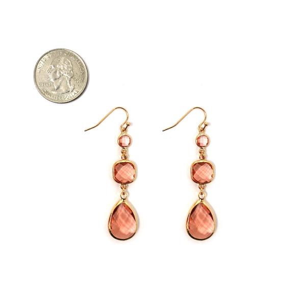 GLASS RHINESTONE DANGLE EARRINGS