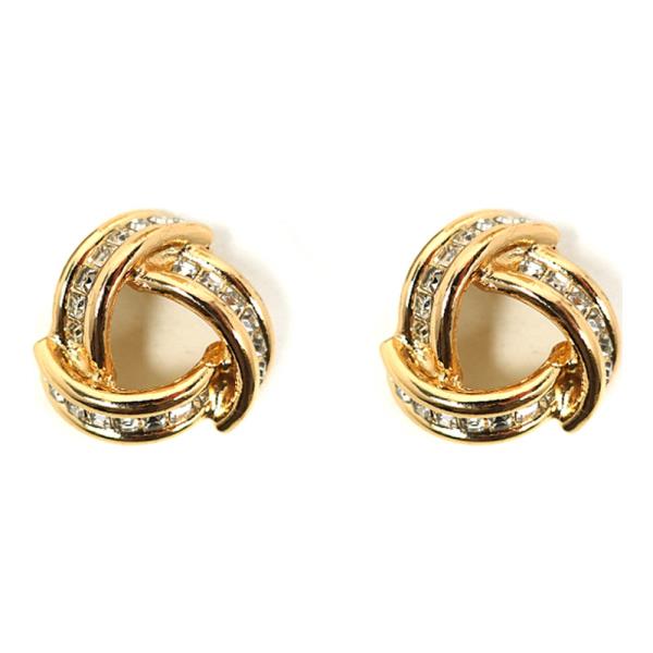 METAL WITH STONE POST EARRING