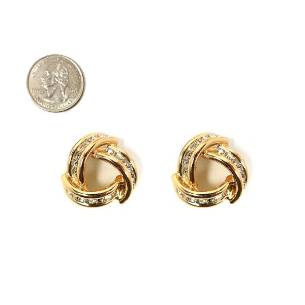 METAL WITH STONE POST EARRING