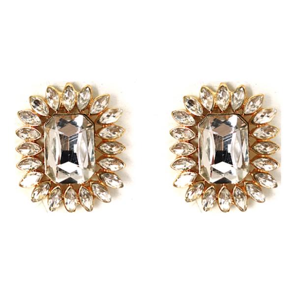 METAL WITH STONE POST EARRINGS