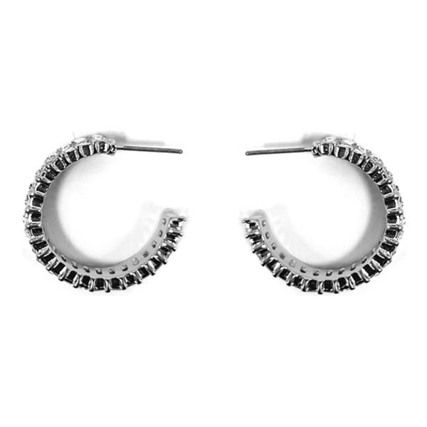 ROUND METAL WITH STONE HOOP EARRINGS