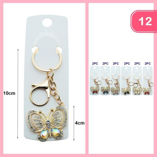 RHINESTONE BUTTERFLY KEYCHAIN (12 UNITS)