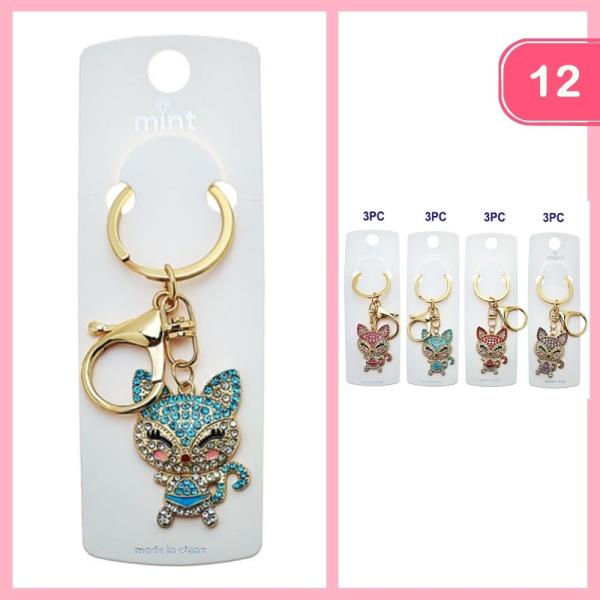 RHINESTONE KITTEN KEYCHAIN (12 UNITS)