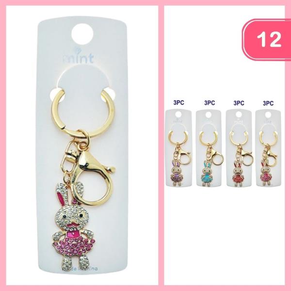 RHINESTONE BUNNY KEYCHAIN (12 UNITS)