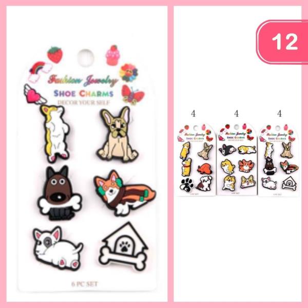 CUTE DOG SHOE CHARMS (12 UNITS)