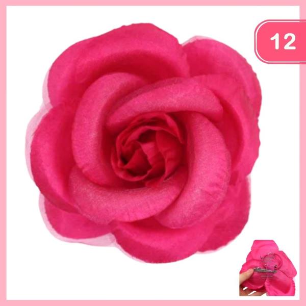 FLOWER HAIR CLIP HAIR TIE (12 UNITS)