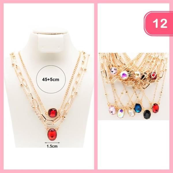 LAYERED RHINESTONE NECKLACE (12 UNITS)