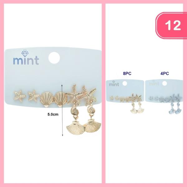SEA SHELLS POST EARRINGS (12 UNITS)