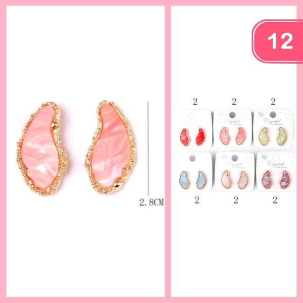 TWO TONE POST EARRINGS (12 UNITS)