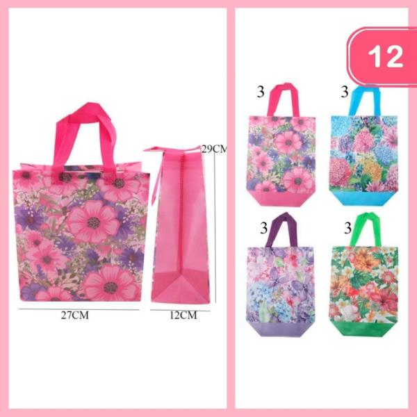 FLOWER PATTERN REUSABLE TOTE (12 UNITS)