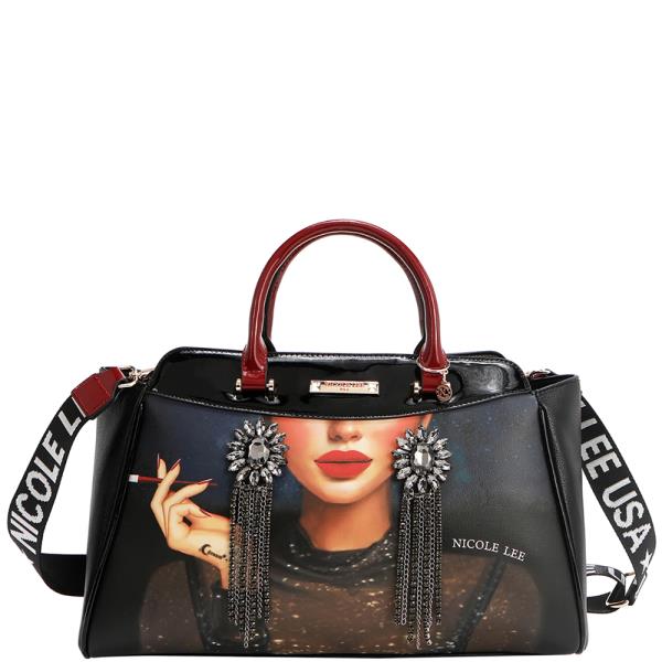 NICOLE LEE SAMANTHA LA BELLEZA WIDE SATCHEL BAG