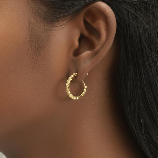 WATER RESISTANT PLATING 14K GOLD WHITE GOLD DIPPED LINK ROUND CZ HOOP POST EARRING