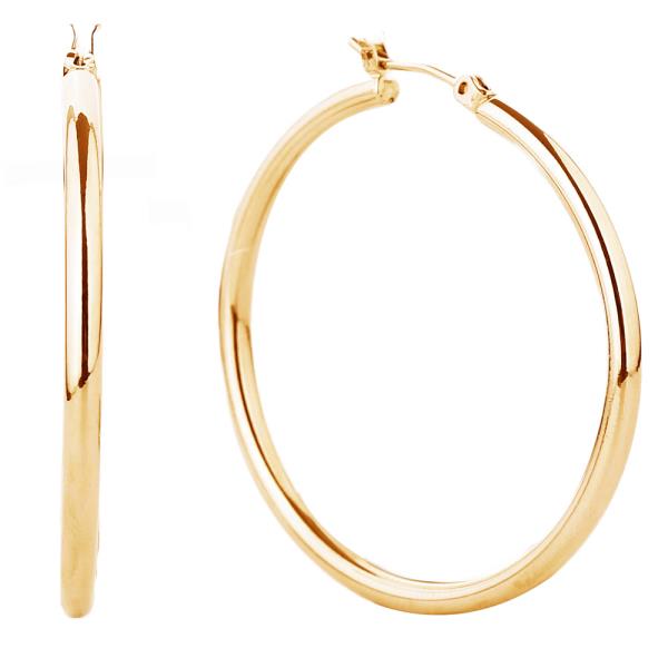 WATER RESISTANT PLANTING 14K GOLD WHITE GOLD DIPPED PIN CATCH HOOP EARRING