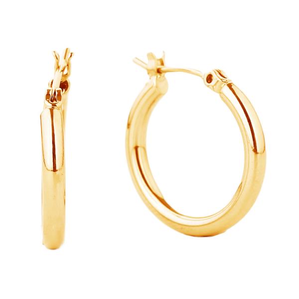 WATER RESISTANT PLATING 14K GOLD WHITE GOLD DIPPED PIN CATCH HOOP EARRING