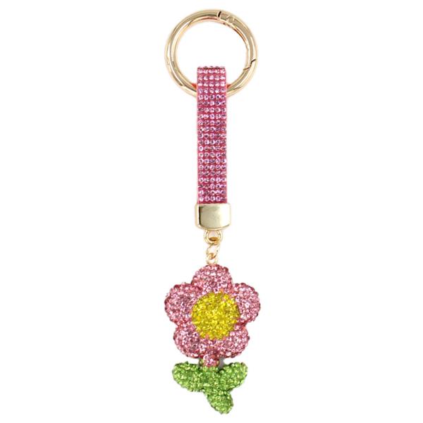 RHINESTONE FLOWER BAG CHARM KEYCHAIN
