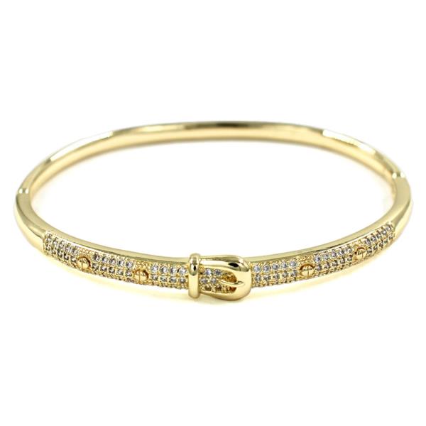 RHINESTONE  PAVE BUCKLE HINGED BANGLE BRACELET