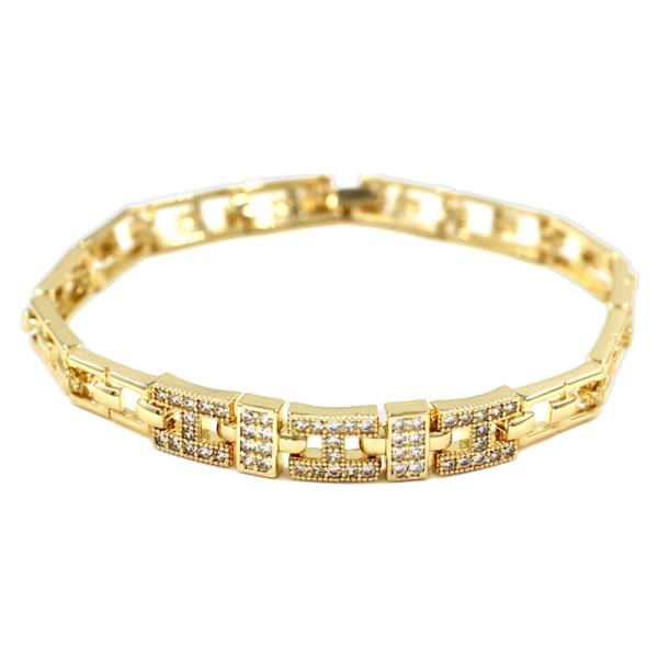 RHINESTONE PAVE RECTANGLE LINK FOLD-OVER CLASP LINK BRACELET.