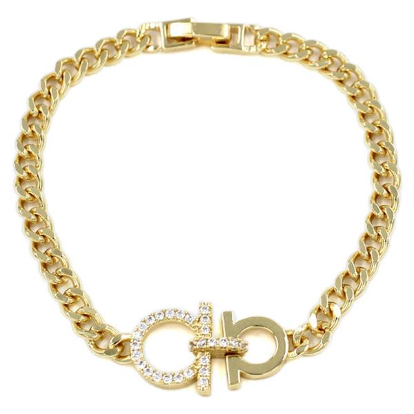 INTERLOCKING CIRCLE BAR LINK FOLD-OVER CLASP LINK BRACELET