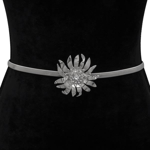 SUNFLOWER RHINESTONE METAL ELASTIC BELT