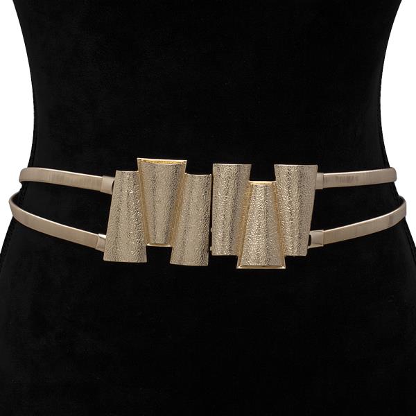 SCULPTURAL TEXTURED DOUBLE LAYER METAL ELASTIC BELT