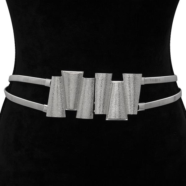 SCULPTURAL TEXTURED DOUBLE LAYER METAL ELASTIC BELT