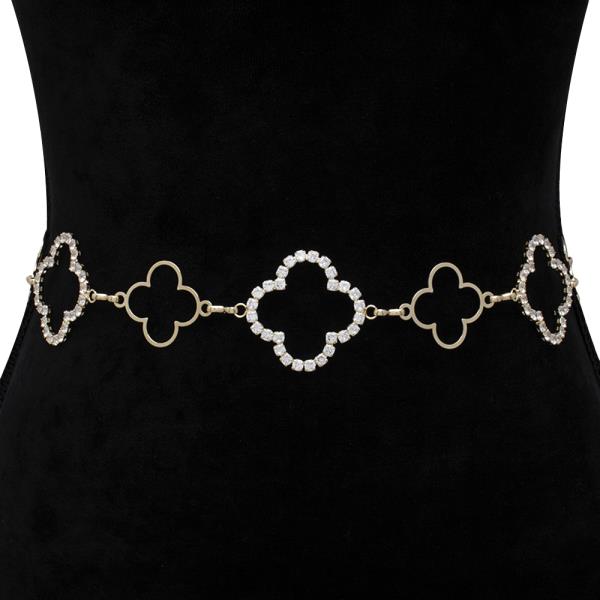 RHINESTONE OPEN SHAPED METAL HOOK BELT