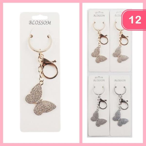 RHINESTONE BUTTERFLY KEYCHAIN (12 UNITS)
