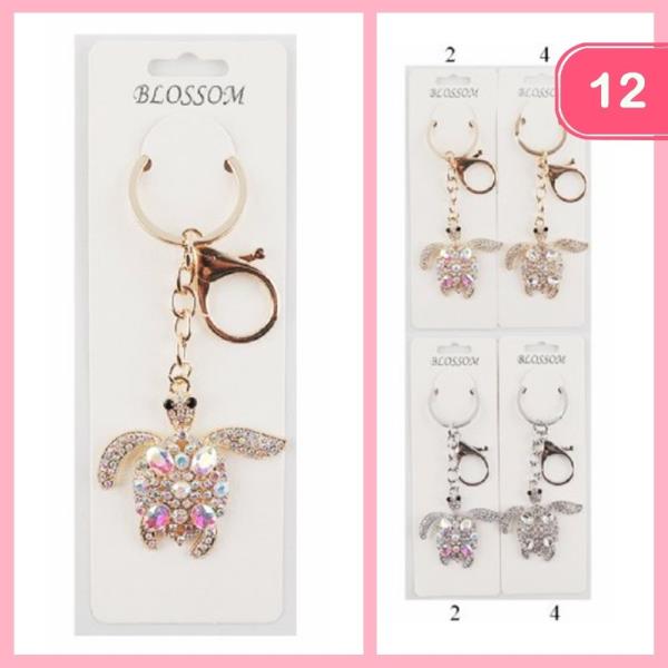 RHINESTONE TURTLE KEYCHAIN (12 UNITS)