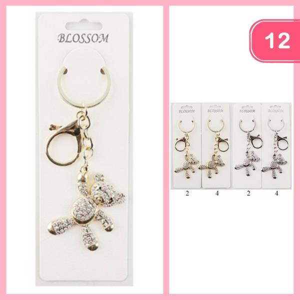 RHINESTONE TEDDY BEAR KEYCHAIN (12 UNITS)