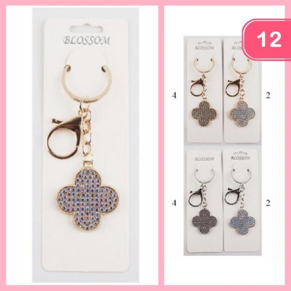 RHINESTONE FLOWER KEYCHAIN (12 UNITS)