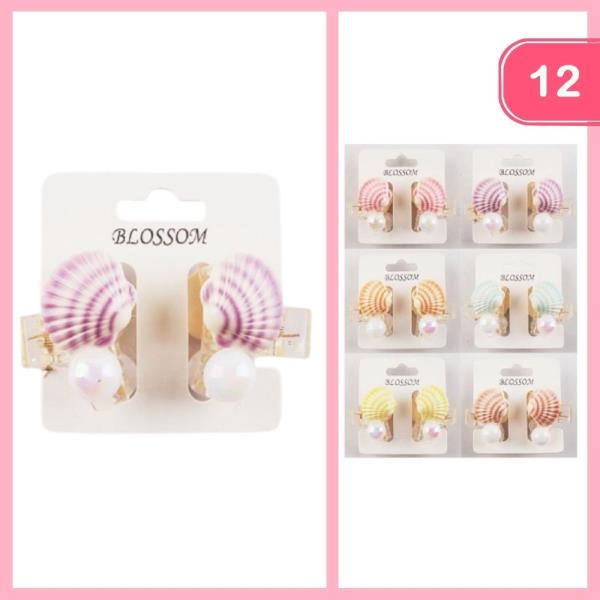SEASHELL PEARL HAIR CLAW CLIP (12 UNITS)