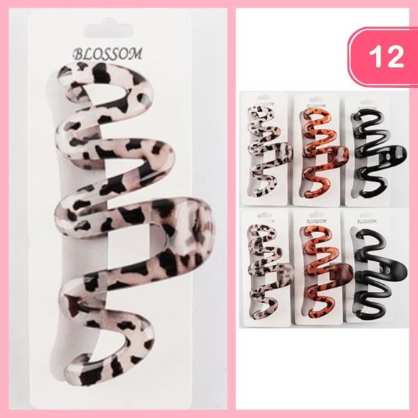 LEOPARD PRINT SWIRL HAIR CLAW CLIP (12 UNITS)