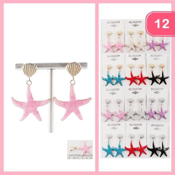 SEASHELL STARFISH DANGLING EARRINGS (12 UNITS)