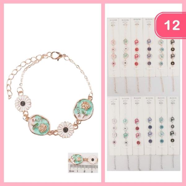 ENAMEL FLOWER CHARM BRACELET (12 UNITS)
