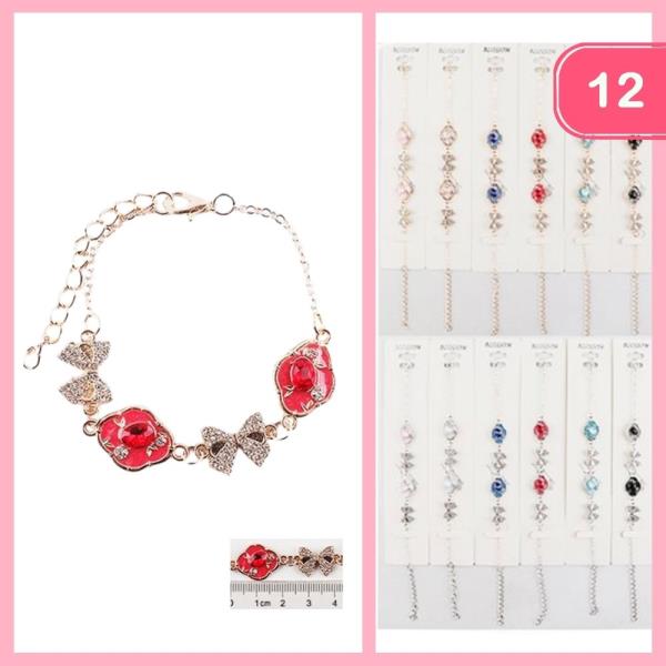 RHINESTONE BOW FLOWRE BRACELET (12 UNITS)