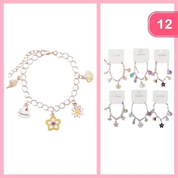 SUMMER SEASHELL FLOWER CHARM BRACELET (12 UNITS)