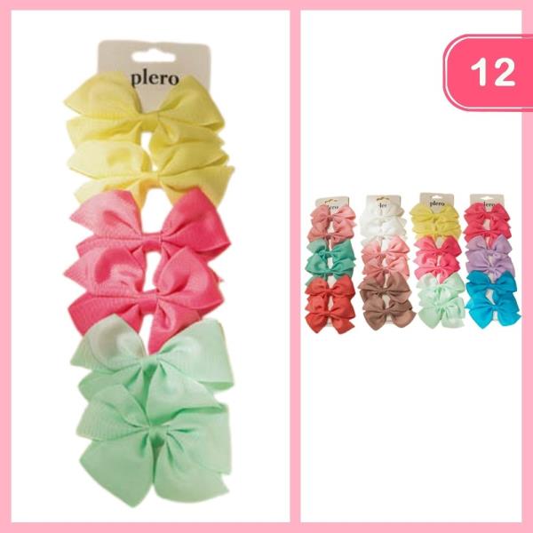 RIBBON HAIR BOWS (12 UNITS)