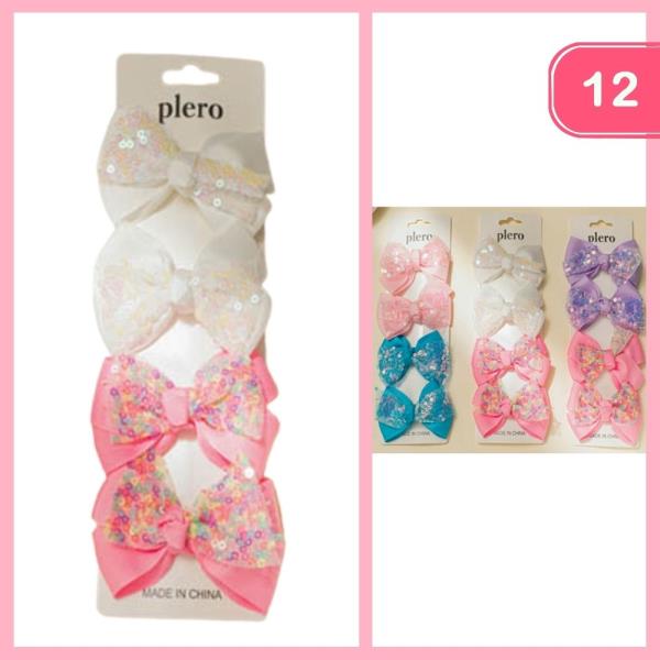 SEQUINS HAIR BOWS (12 UNITS)