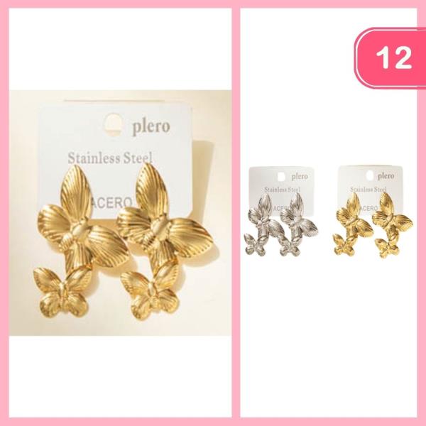 METAL FLOWER POST EARRINGS (12 UNITS)